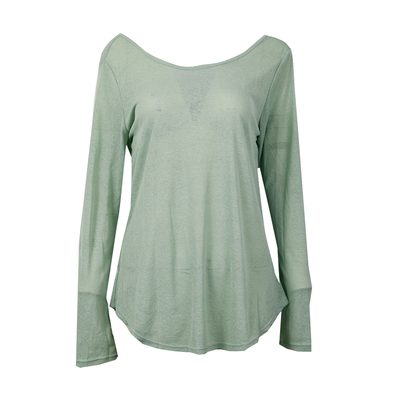 奔跑吧卡卡后背镂空薄款设计感交叉T恤长袖上衣女宽松慵懒瑜伽服