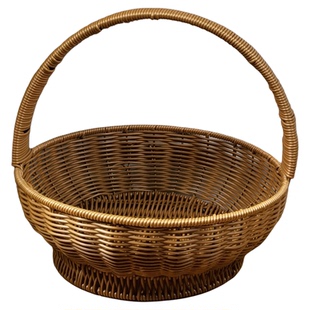 水果篮礼品提篮藤筐仿藤铁架高脚提篮手提篮手工藤编篮子买菜篮子