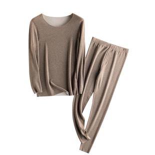 德绒羊毛蚕丝保暖内衣男士套装加绒无痕修身秋衣秋裤内穿打底冬季