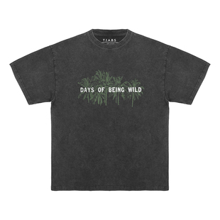 阿飞正传水洗复古纯棉做旧美式休闲电影宽松落肩夏季圆领短袖T恤