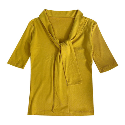 独特超好看飘带V领气质打底衣