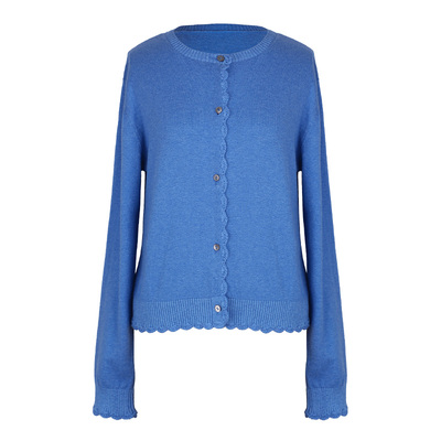 精梳棉羊毛花边圆领针织开衫