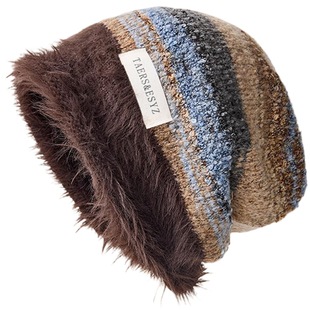 七色纺显脸小美拉毛线帽女秋冬季保暖针织情侣冷帽堆堆大头围帽子