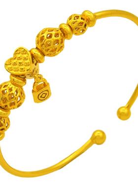 薄软款古法两世欢传承手镯女越南沙金手链女久不掉色锁心镀金手串