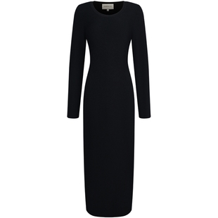 宝姿PORTSPURE女装春季经典优雅赫本风小黑裙针织连衣裙