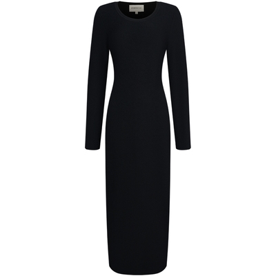 宝姿PORTSPURE女装春季经典优雅赫本风小黑裙针织连衣裙