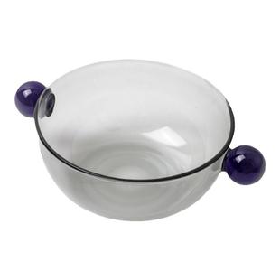 Lovelycup灰粉色高硼硅玻璃小碗双球形把手撞色烧仙草水果沙拉碗