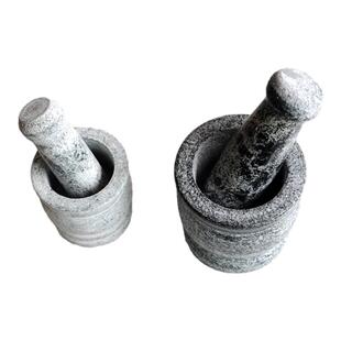 天然石头蒜臼子石窝家用擂钵捣蒜器捣药罐蒜泥器压蒜器研磨器冲臼