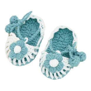回放钩针毛线diy泡芙花宝宝夏季凉鞋材料包手工编织周岁婴儿鞋子