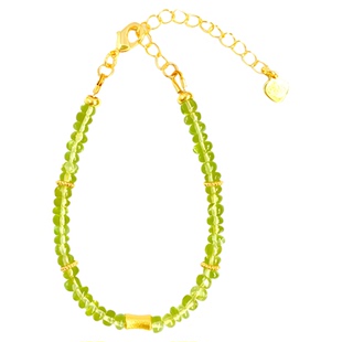 【竹叶青】原创新中式橄榄石天然橄榄石切面手链女款极细小众手串