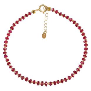 海蒂珠宝 惊鸿 2.5-3.5mm鸽血红宝石手链18K金手串手绳彩宝礼物女