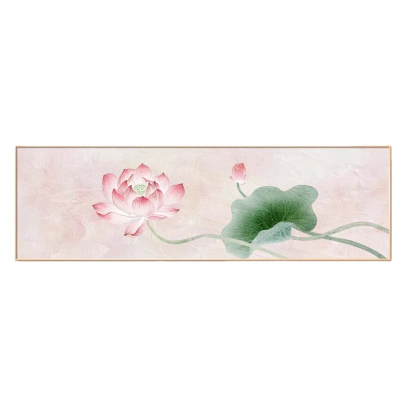 现代简约莲花晶瓷有框防水挂画
