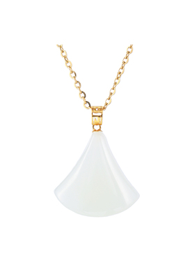 18K金扣镶和田玉小裙子吊坠