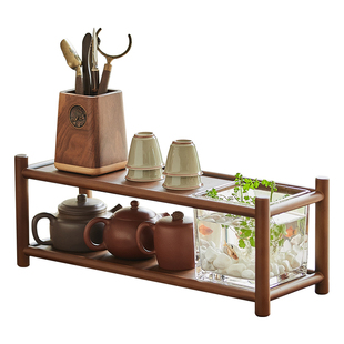 茶室装饰花几桌面迷你水培植物固定架多层茶杯架茶具收纳展示架子