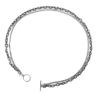 欧美个性双层OT扣项链男女简约嘻哈朋克粗细链条短款卫衣链毛衣链