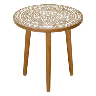 摩洛哥雕花小圆桌矮几咖啡桌实木茶几北欧美式民宿小户型沙发边几