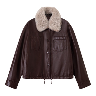 INSUN恩裳冬季可拆卸山羊绒毛领H型鹅绒皮羽绒服