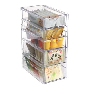 亚克力茶包收纳盒桌面抽屉式咖啡条零食置物架透明防尘商用办公室
