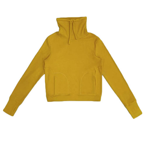 2025秋冬季设计感抽绳高领弹力宽松显瘦双面德绒保暖卫衣打底衫女