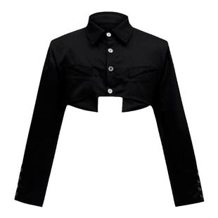 ArguECulturE小众解构设计感短款飘带衬衫垫肩宽松丝滑贵气上衣潮