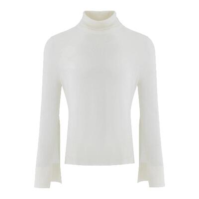 BALIANG「捌樑」皎 'moonbeam'高领微透开衩垂坠亲肤打底衫针织衫