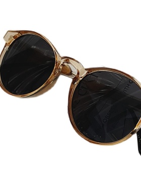 复古浅茶色圆形墨镜女夏个性网红