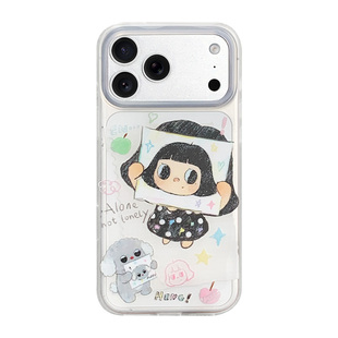 九点半可爱卡通手账画画女孩狗狗双层磨砂适用iphone17promax手机壳苹果16PM/15pm/17全包防摔保护套