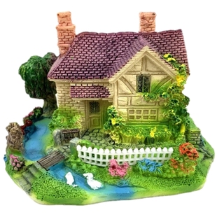 鱼缸造景环保树脂假山小房子摆件精致小屋欧式城堡别墅水族装饰品