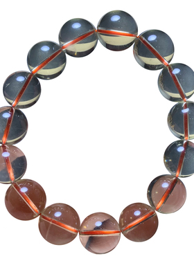 天然冰透黄水晶手链三圈情侣礼物