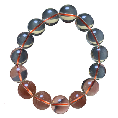 天然冰透黄水晶手链三圈情侣礼物