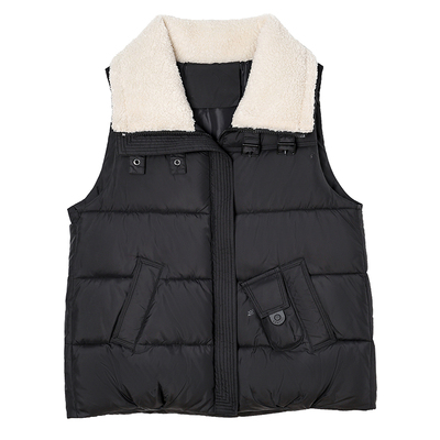 立领羊羔毛棉马甲女2025新款显瘦