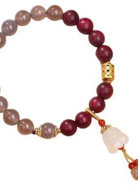 杭州灵隐玛瑙紫苏木手串铃兰花