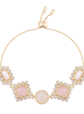 蜜桃粉色复古琉璃手链宫廷公主风