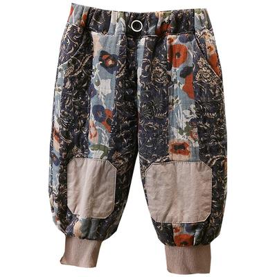 儿童个性补丁加绒休闲裤男女童