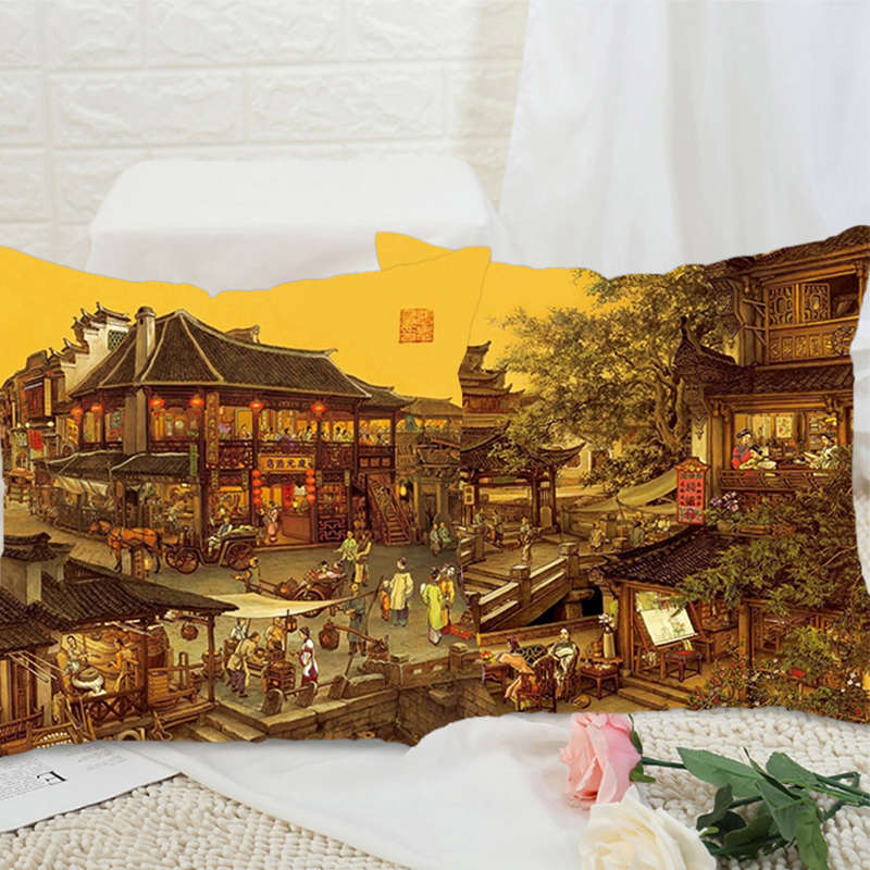 南乡旧梦十字绣抱枕一对客厅中式现代2022新款线绣古典风景自己绣