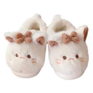 全包跟防滑保暖毛毛鞋女冬季网红可爱小猫学生卧室居家软底棉拖鞋