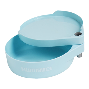 光威海洋蓝双层豁口饵盆拉饵盘开饵盆通用饵料盆散炮盆饵料盒