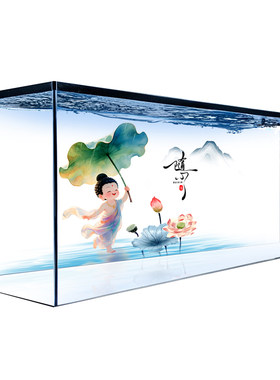 鱼缸贴纸背景画高清图