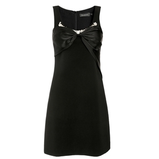 【奥莱】MAXRIENY蝴蝶结背带短裙夏季泡泡袖连衣裙小黑裙