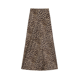 OTHERSTORE 风情万种 气质豹纹半身裙女丝滑长裙醋酸缎面高级裙子