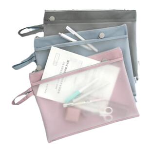 sanisy双层文件袋拉链式A4档案袋资料袋产检资料收纳袋孕妇孕检半透明拼接防水公文袋补课包大容量a5手提袋