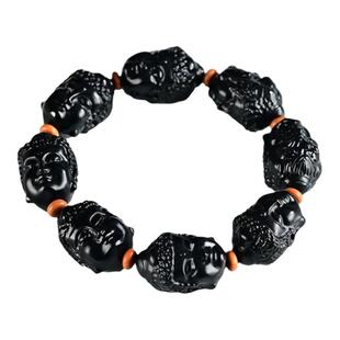 天然和田玉墨玉佛魔一念之间手串男士黑羊脂玉石神魔佛头手链文玩