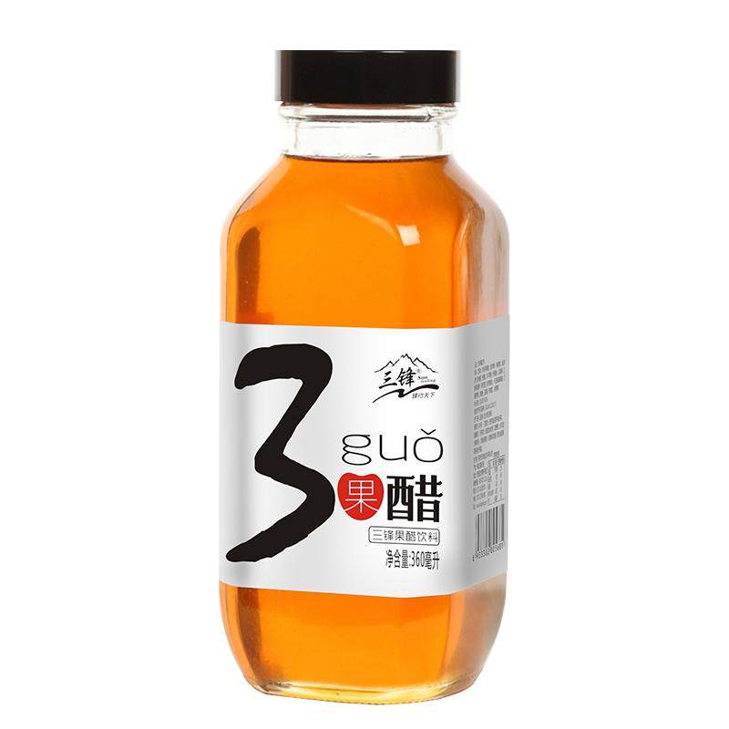 7果醋3果醋 三锋果醋苹果醋饮料山楂醋饮料 12瓶*360ml整箱玻璃瓶