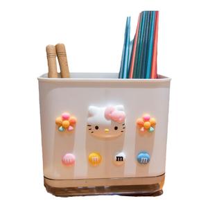 卡通筷子筒餐具小勺收纳盒厨房多功能家用筷子篓沥水架轻奢可爱