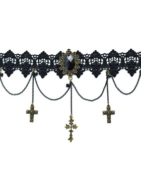 暗黑系洛丽塔风gothic十字架链条