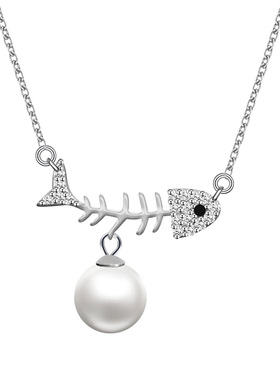 银饰品欧美颈链天然珍珠