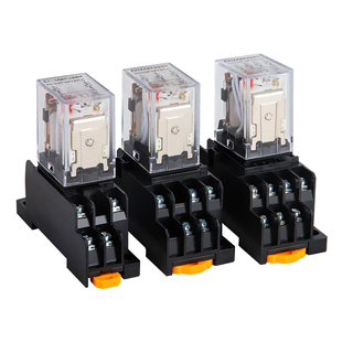 小型中间继电器220v交流24v12v直流HH52P 53P 54P带底座MY2NJ带灯