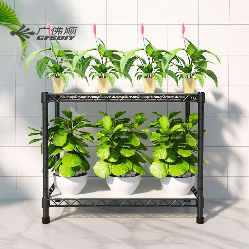 新款多肉花架落地2层盆栽置物架架子月季不锈钢绿萝兰花专用可调