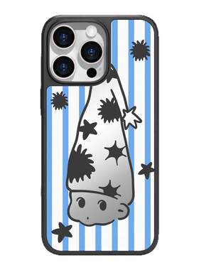 benefit蓝白条纹帽子男孩17适用于iphone16promax苹果15PRO镜面磁吸手机壳13新款14小米15PRO防摔三星S25