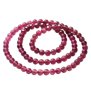 【孤品】绛河萦雪-冰种卢比来红碧玺手链多圈手串女款单圈饰品